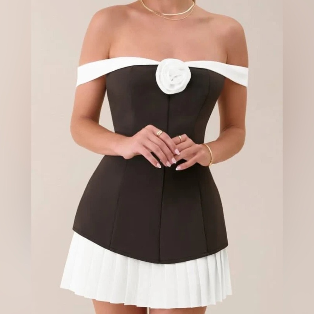 Mini Pleated Flower Dress - Brand New